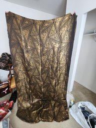 #23 Black And Gold Brocade  Geometric Pattern Fabric 94x52