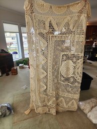 #43 Crocheted  Vintage Tablecloth Lovely 90x80