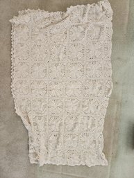 #45 Ecru Lace Tablecloth 72x58 Plus One More With Stains Not Pictured