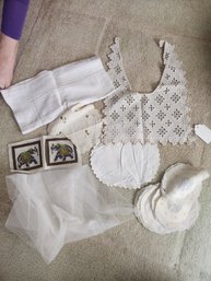 #57 Lot Of Antique Hand Painted Linens And Lace