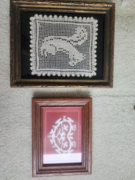 #69 Framed Lace And Paper Cutting Vintage