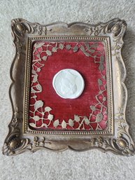 #75 Intaglio Plaster Grand Tour Cast Framed Nicely With Red Background