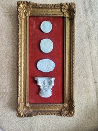 #76 Intaglio  4 Piece Plaster Grand Tour Cast Framed Nicely