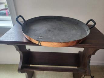 #89 Large 2 Handled Antique Copper Shallow Pan