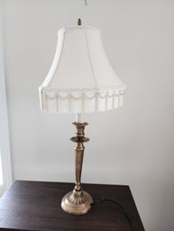 #106 Brass Table Lamp With Pretty Shade 26' Tall