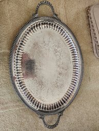 #122 Elgin Silver Over Copper Antique English Serving Tray