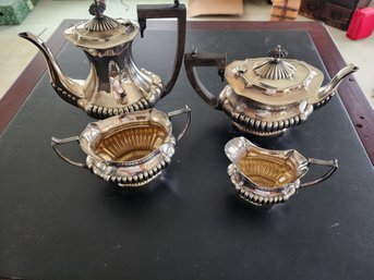 #123 4 Piece Tea Set Coffee And Tea Pot And Creamer And Sugar