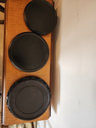 #132 Lot Of 3 Ebony Chinese Decor Platforms