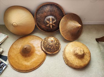 #135 Lot Of Bamboo And Grass Woven Vintage Hats
