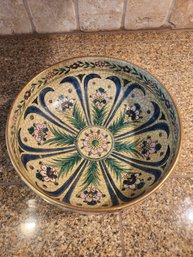 #145 Antique Asian Pottery Bowl Hand Painted Crackle Glaze Finish