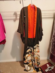 #154 Brown And Orange Kimono Robe