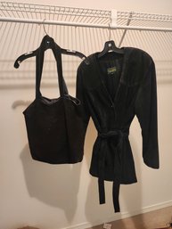 #174 Black Suede Coat And Kenneth Cole Bag