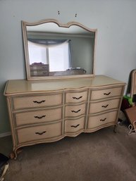 #199  Drexel Tourarine 9 Drawer  Serpentine Dresser With Mirror