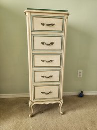 #201 Drexel Touraine Lingerie Dresser 5 Drawer Glass For Top
