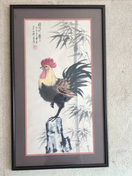 #204 Asian Rooster Watercolor Original Signed