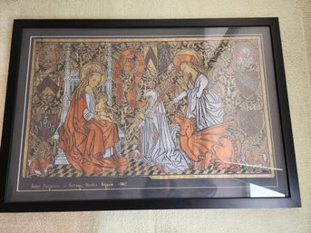 206 Beautiful Antique Original Metallic Painting  Of Madonna And Child