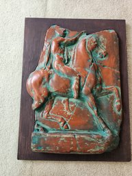 #210 Greek Horseman Clay Relief