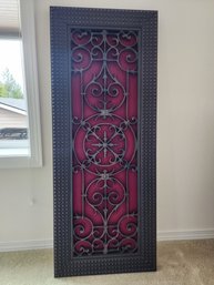 #211  Metal Scroll Wall Art With Red Background Museum Framed