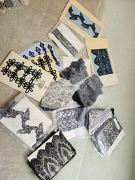 #217 Black Antique Chantilly Lace Lot From 1800's - Mid 1900's