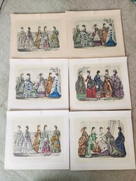 #221 Antique Magazine Fashion Plates Set Of 6