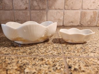 #229 Belleek Set Of 2 Belleek Trinket Dishes