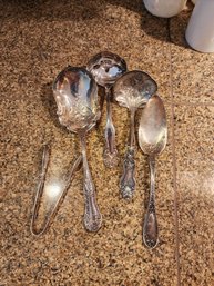 #244 Pretty Lot Of Serving Utensils Silver Plated