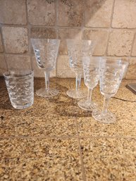 #252 Waterford Tralee Pattern Assorted  Glasses 5 Pieces