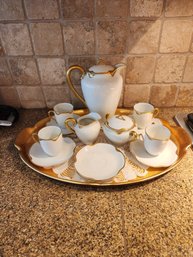 #265 Beautiful Haviland  Limoges Tea Set On Gold Tray