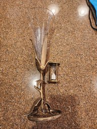 #291 Egg Timer And Glass And Brass Vase