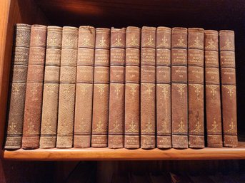 #292 1908 14 Volume Set Of Business Manual Library Leather Bound Books