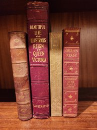 #296 Lot Of 4 Assorted Antique Leather Bound Books