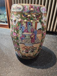 #301 Vintage 1950's  Chinese Porcelain Famille Rose Garden Stool Beautifully Hand Painted
