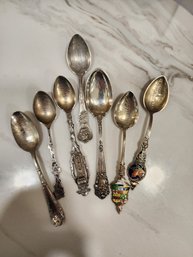 #9 LOT OF 9 COLLECTOR STERLING SILVER  DEMITASS SPOONS 83.28GR