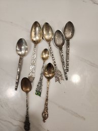 #10 ANTQIUE DEMITASSE SPOONS STERLING SILVER LOT