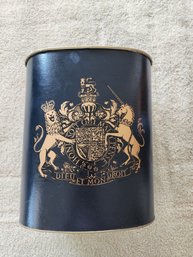 #21 FRENCH BLACK METAL  WITH GOLD SCRIPT TRASH CAN