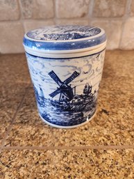 #38 Delft Hand Painted Vintage Lidded Jar