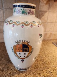 #43 Beautiful Porcelain Shield Vase  Hand Painted