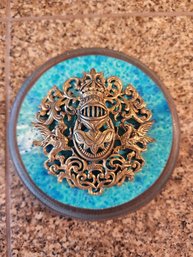 #45 Small Brass Antique Wall Mounted Medallion