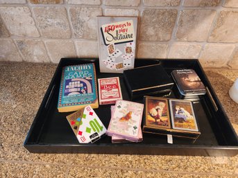 #61 Gaming Tray With Lots Of Cards.  Hand And Foot Anyone?