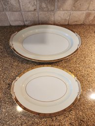#72 NORITAKE GOLDKIN SET OF 2 LARGE SERVING PLATTERS