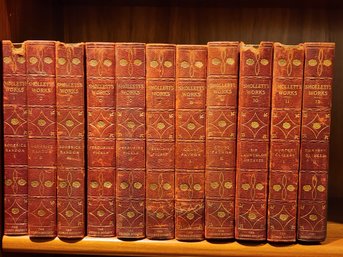 124 SMOLLETTS WORKS VOLUME 1-12 LOT OF BOOKS FROM 1907