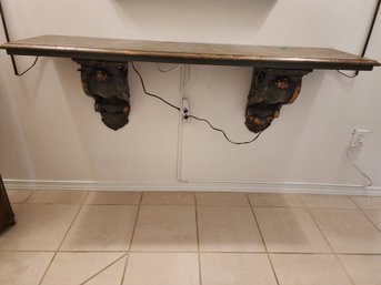 #140 BEAUTIFUL PLASTER AND WOOD FRENCH WALL MOUNT ENTRY SHELF