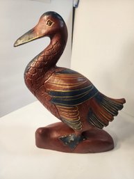 #164 LARGE HAND CARVED WOOD DUCK NICELY PAINTED