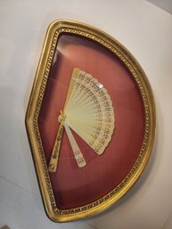 #165 GORGEOUS FRAMED ANTIQUE FAN READY TO HANG