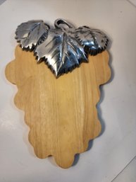 #169 PEWTER AND WOOD CHEESE BOARD
