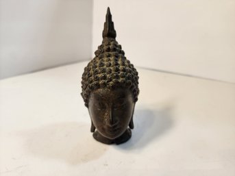 #170  ANTIQUE BRONE TIBETAN SHAKYAMUNI BUDDHA HEAD  LATE 19TH CNTURY