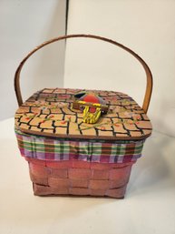 #174 SIGNED HAND PAINTED BASKET PURSE BY 'DONNY' GORGEOUS AND FUN