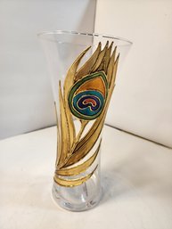 #185 BEAUTIFUL HAND CRAFTED ITALIAN PEACOCK VASE FROM ITALY