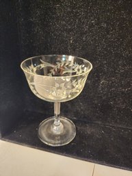 #187 SET OF 6 ETCHED CRYSTAL CHAMPAAGNE GLASSES