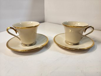#196 2 Lenox Tea Cups And Saucers